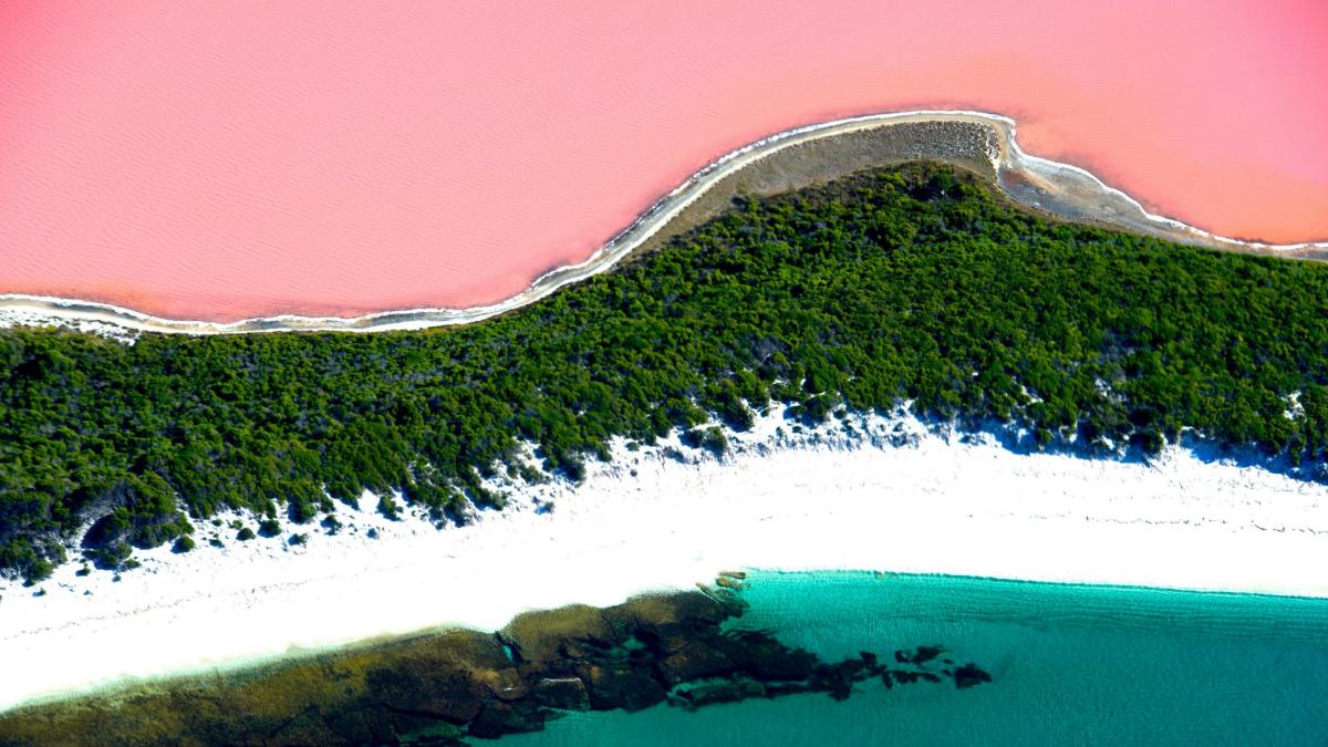 Pink lake WA australian landmarks