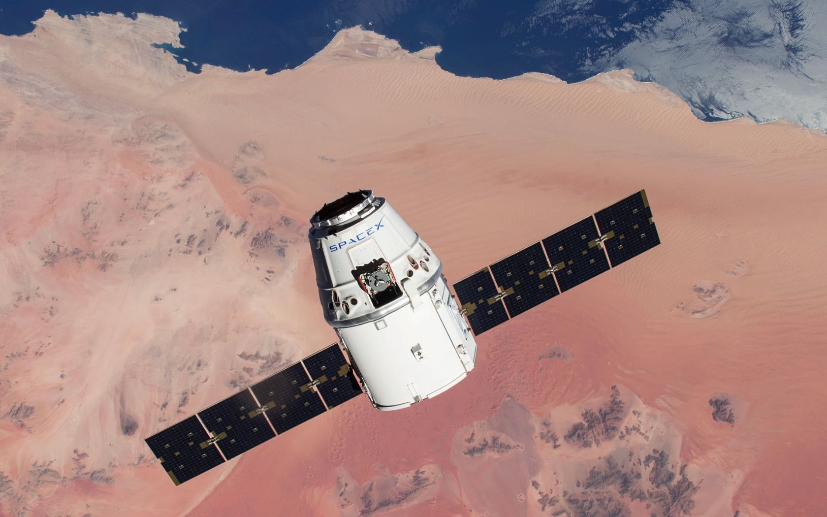 SpaceX Dragon Capsule in orbit around Earth